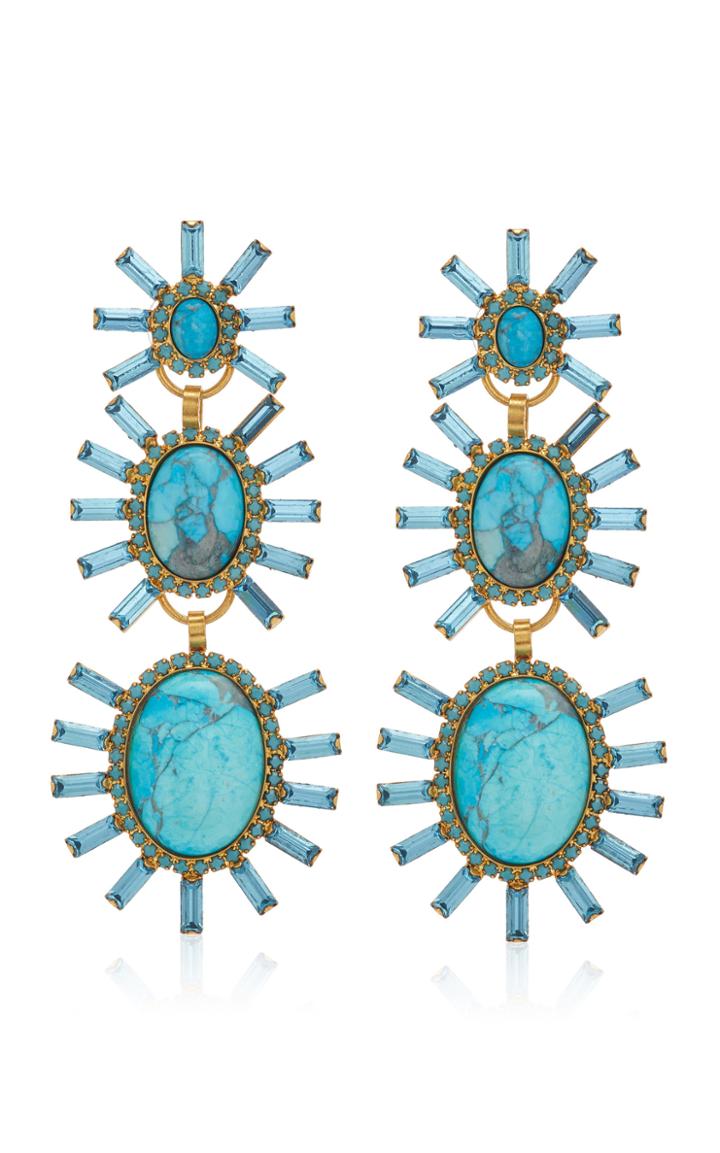 Elizabeth Cole Monet 24k Gold-plated, Crystal And Howlite Earrings