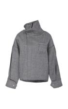 3.1 Phillip Lim Snap-collar Zip-sleeve Tweed Blouse