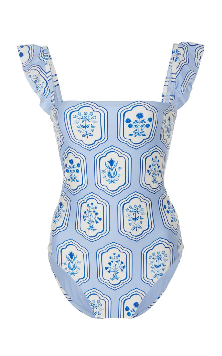 Agua By Agua Bendita Nativa Printed Ruffled Swimsuit