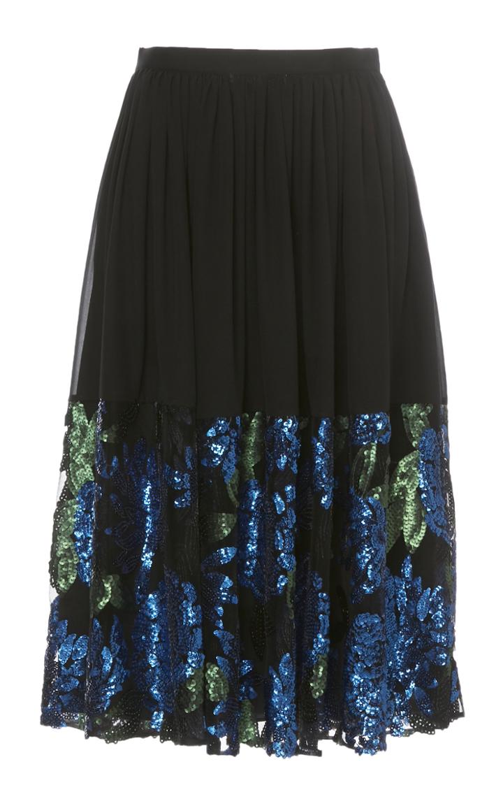 Delpozo Sequinedd Silk Crepe Skirt