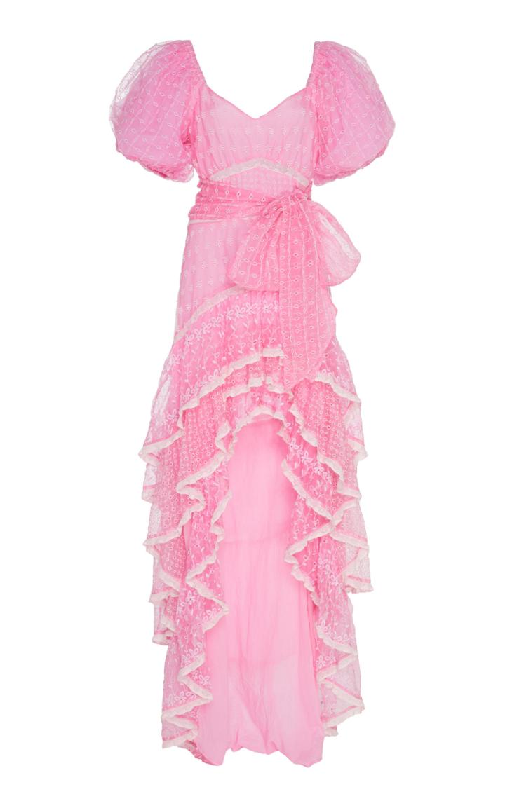 Moda Operandi Loveshackfancy Cayden Silk Overlay Blush Dress Size: 00