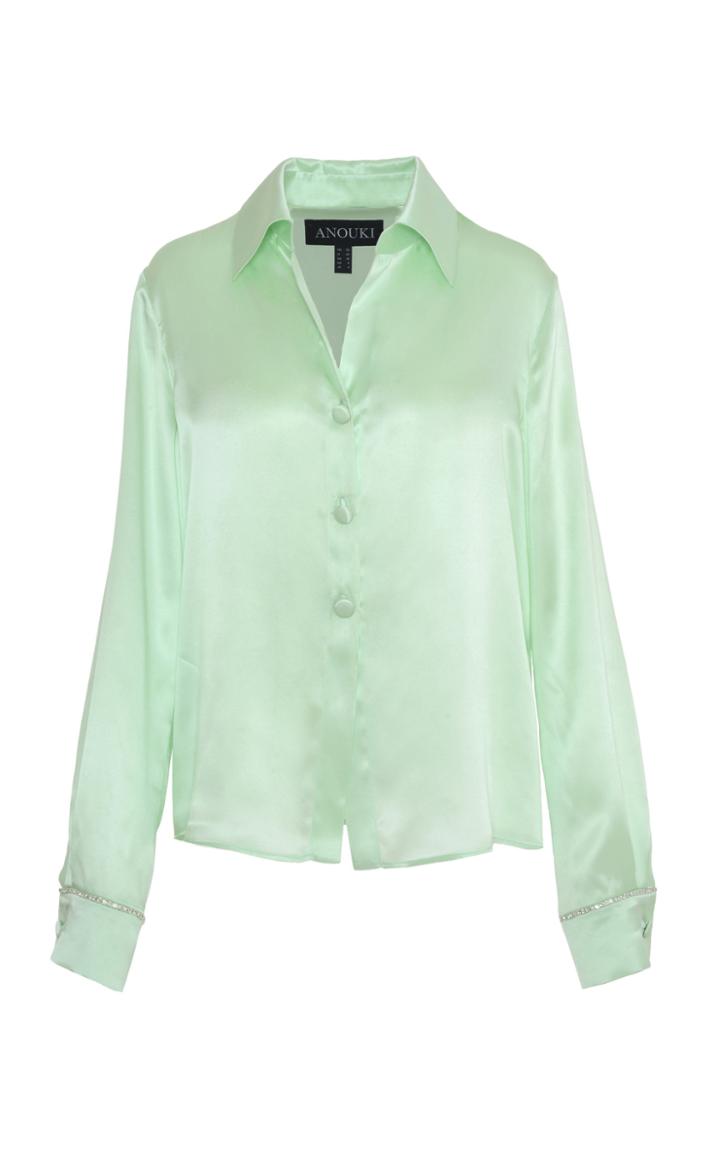 Anouki Crystal-embellished Satin-effect Silk Shirt