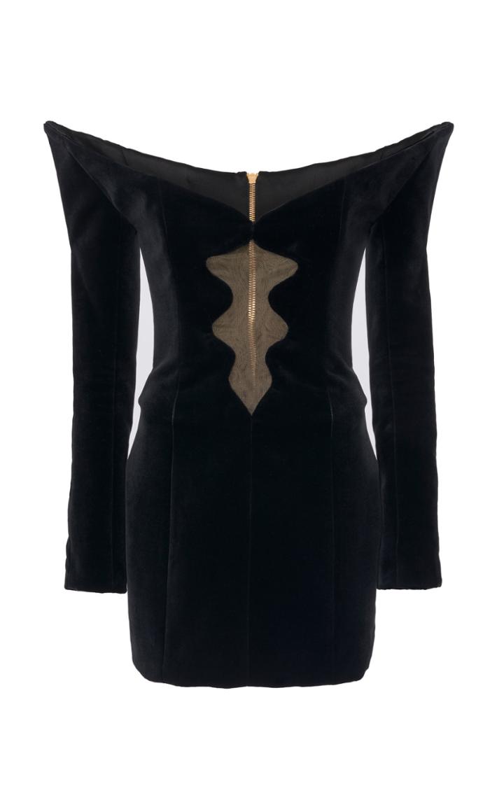 Balmain Off-the-shoulder Velvet Dress