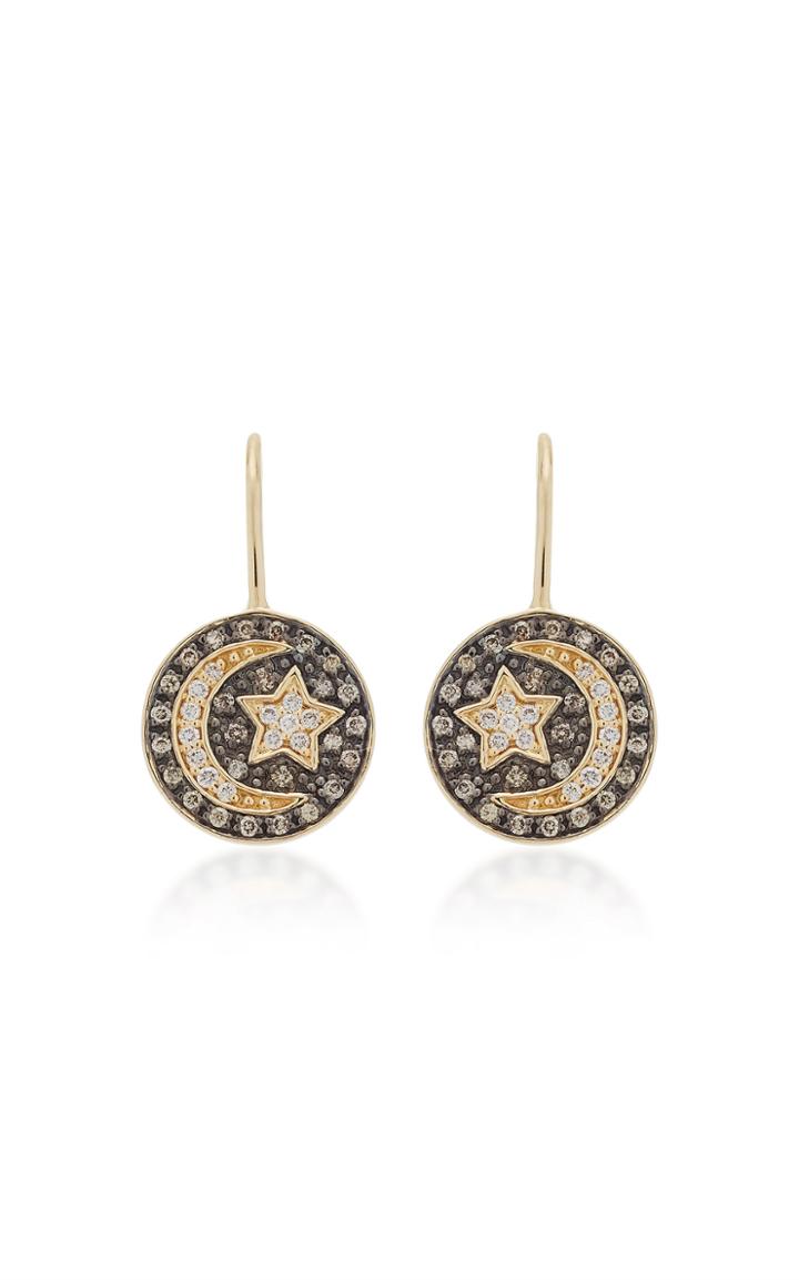 Sydney Evan Small Moon & Star Medallion Earrings