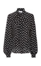 Michael Kors Collection Pussy-bow Polka-dot Silk Blouse