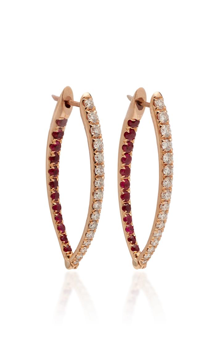 Melissa Kaye Christina 18k Pink Gold Diamond And Ruby Earrings