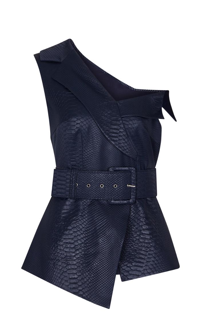 Safiyaa Josiane Asymmetrical Python-embossed Peplum Jacket