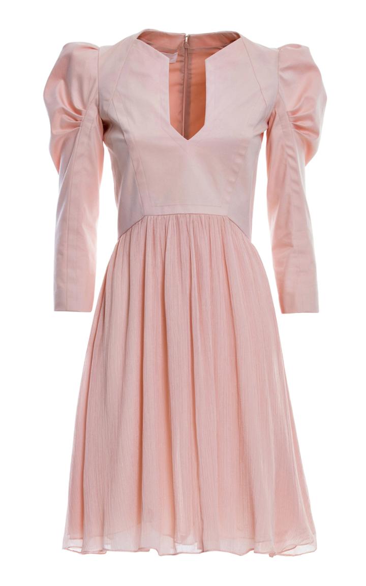 Genny Puff Shoulder Pleated Mini Dress