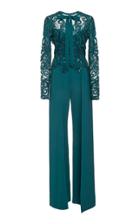 Elie Saab Embroidered Long Sleeve Jumpsuit