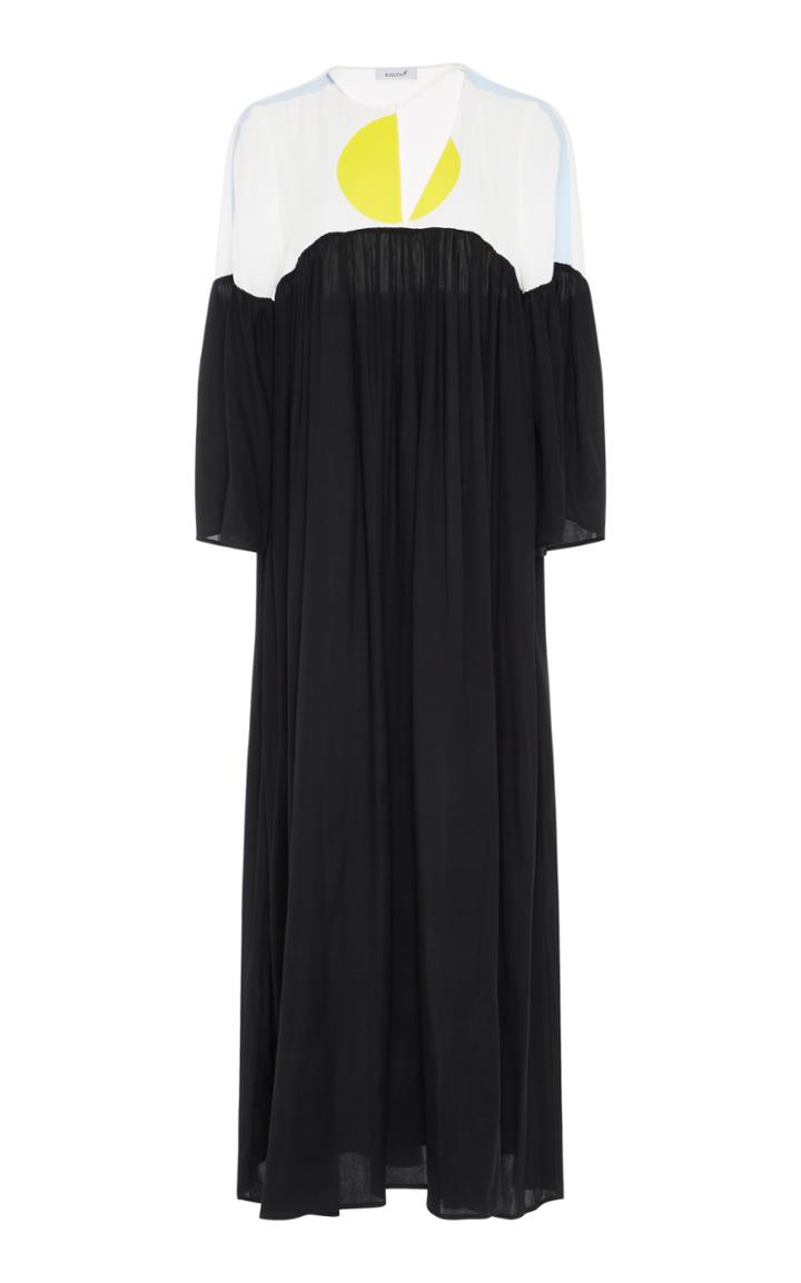 Kalyah Maxi Black Gathered Sleeve Dress