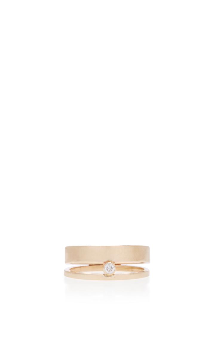White/space Hover 14k Gold Diamond Ring