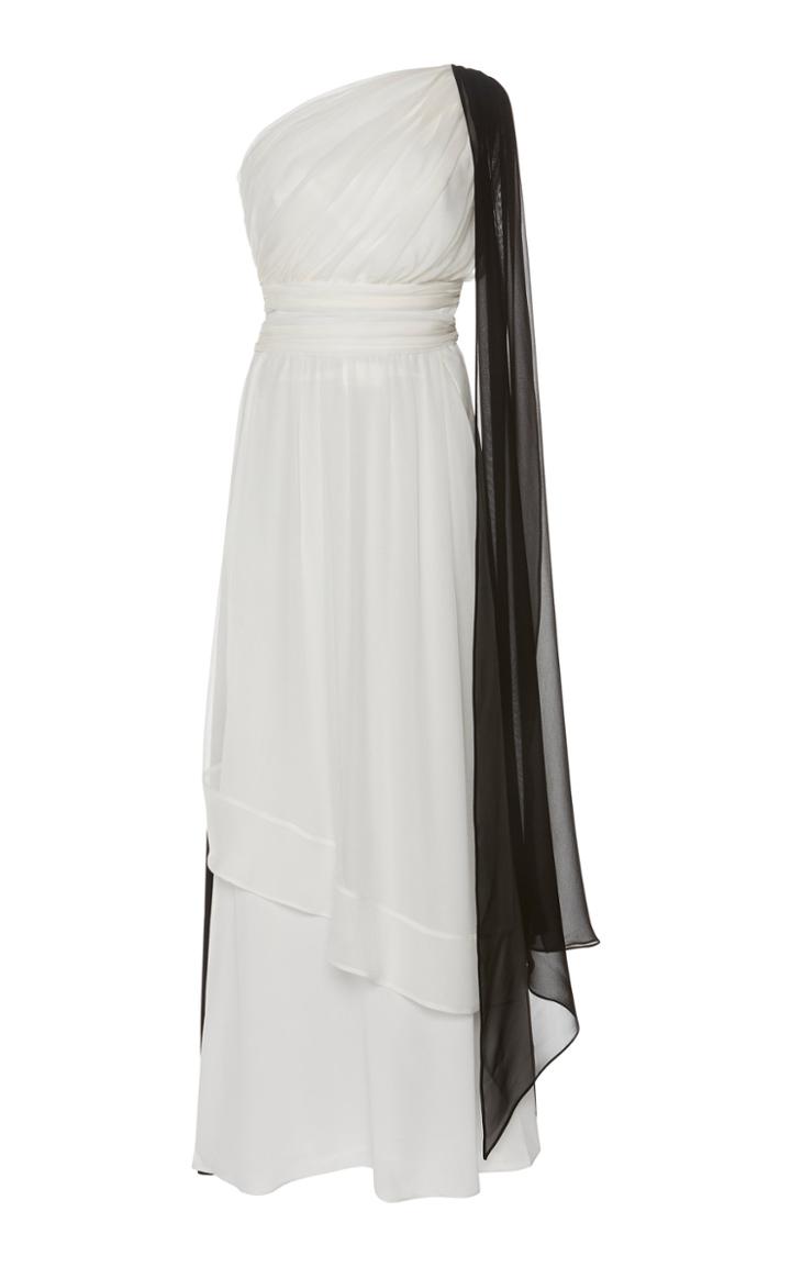 Zeus + Dione Medea One Shoulder Georgette Maxi Dress