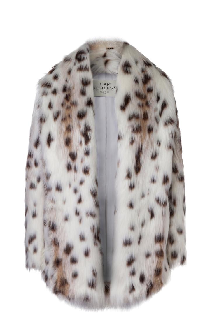 Marei 1998 Tiger Lily Spotted Eco Fur Shawl Collar Coat