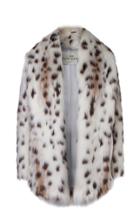 Marei 1998 Tiger Lily Spotted Eco Fur Shawl Collar Coat