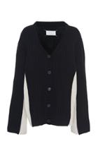 Maison Margiela Ribbed Knit V-neck Wool-blend Cardigan