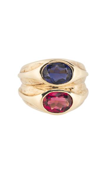 Moda Operandi Tiina Smith Vintage Bulgari Yellow Gold, Ruby & Sapphire Double Ring