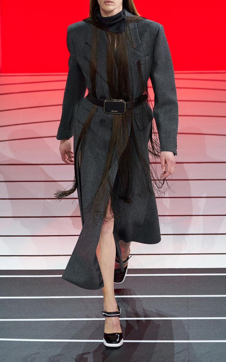 Moda Operandi Prada Double Breasted Side Slits Coat