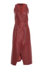 Sally Lapointe Zip-detailed Leather Wrap Midi Dress