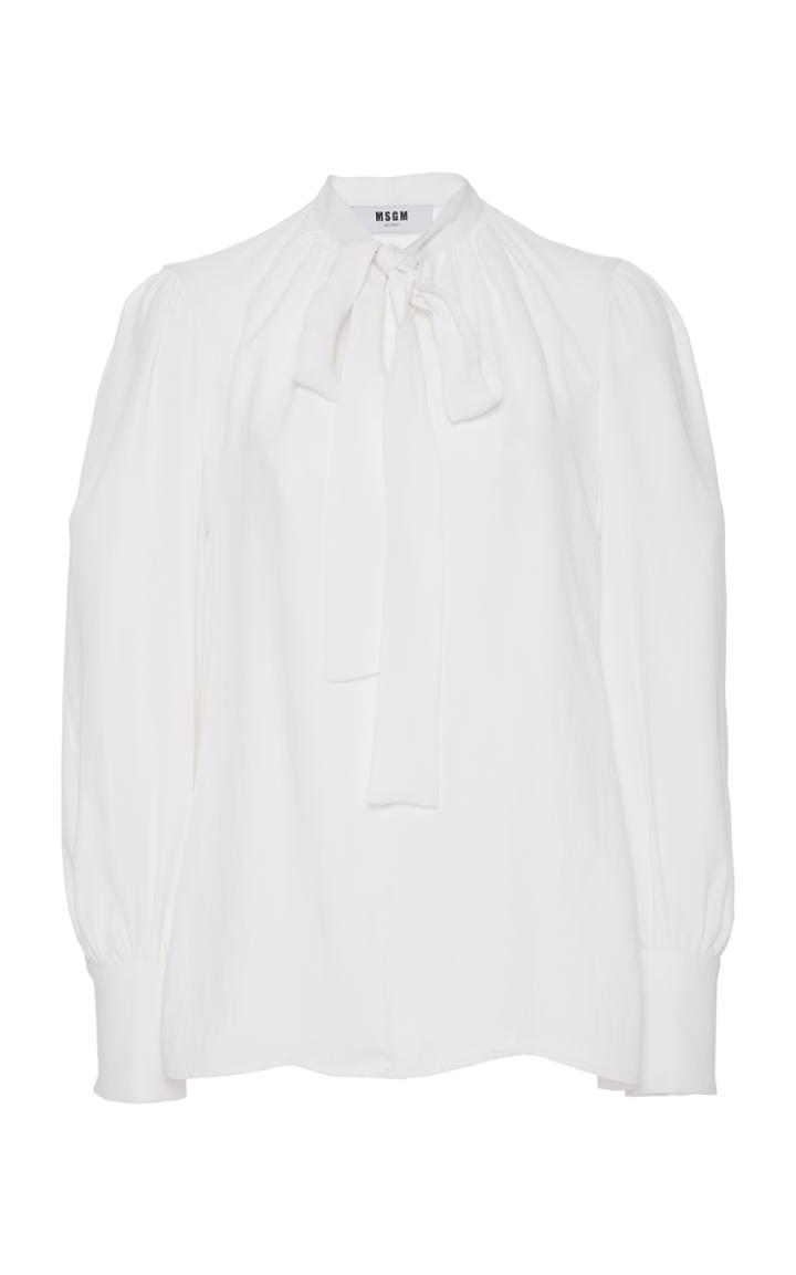 Msgm Cotton Popeline Ruffle Blouse