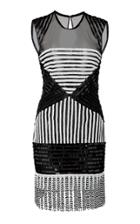 Naeem Khan Optical Fringe Mini Dress