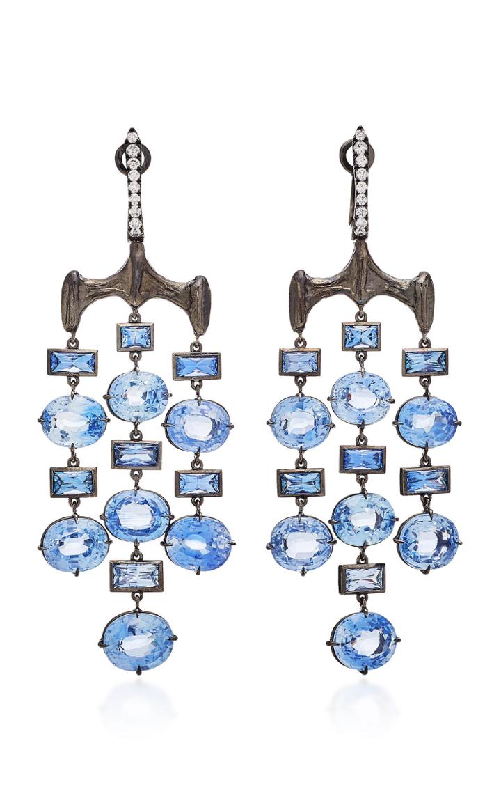 Vram One-of-a-kind Chrona Earrings With Diamond And Blue Sapphire