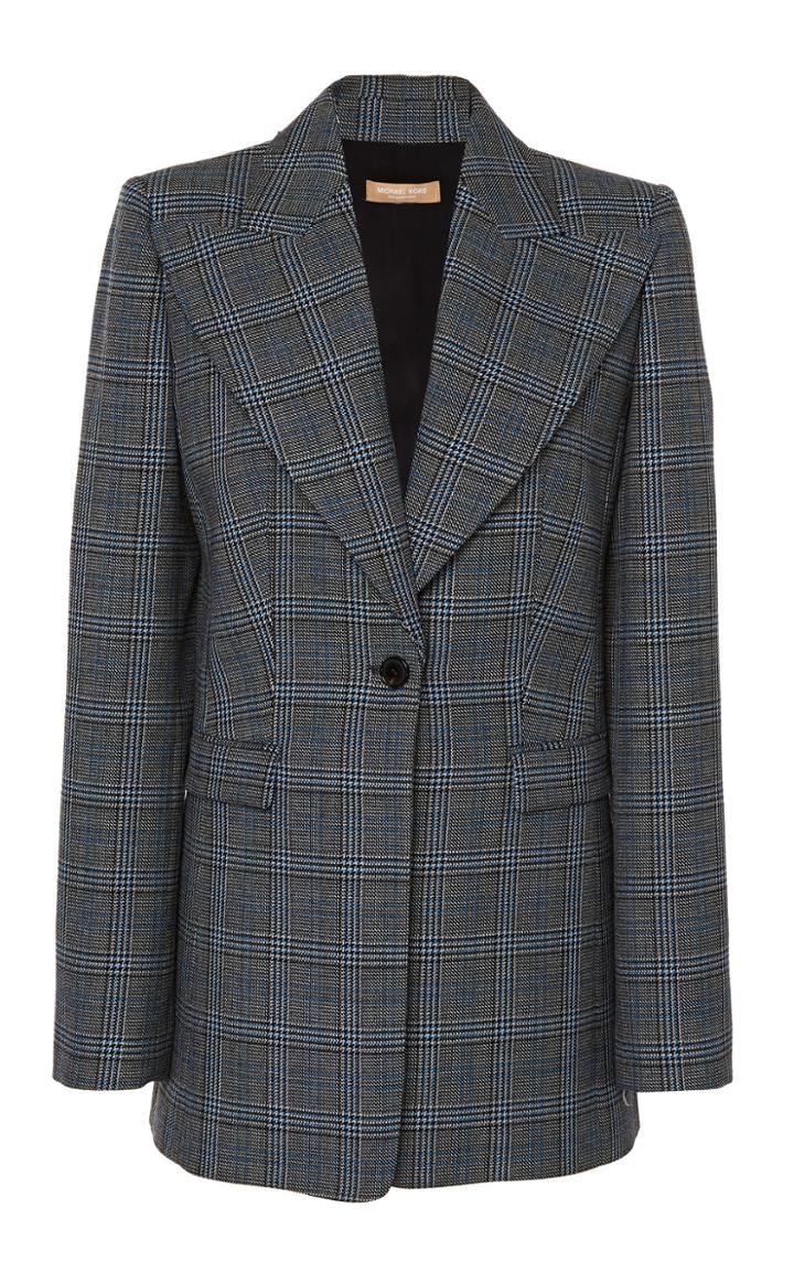 Michael Kors Collection Collared Checked Wool Blazer