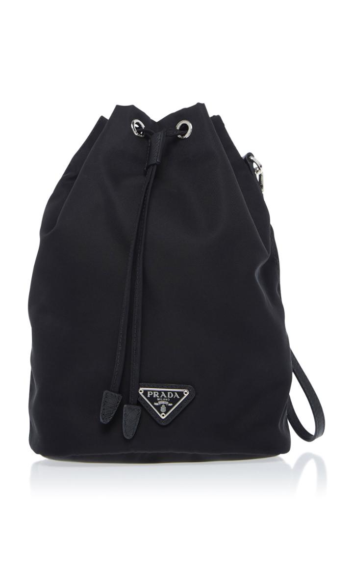 Prada Vela Leather-trimmed Canvas Drawstring Backpack