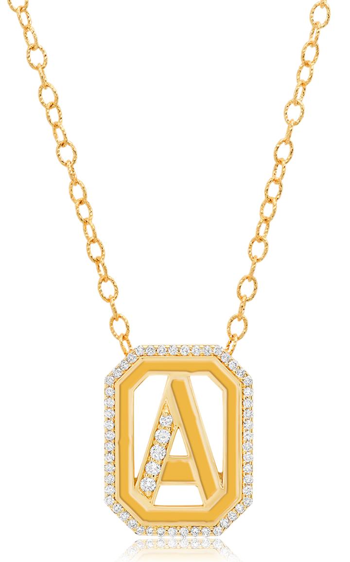 Moda Operandi Colette Jewelry 18k Yellow Gold & Diamond Gatsby Initial Necklace