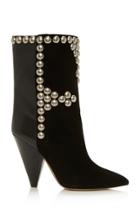 Isabel Marant Layo Studded Leather-paneled Velvet Ankle Boots
