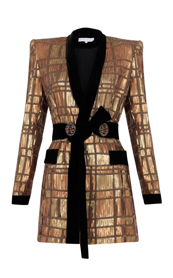 Moda Operandi Raisa Vanessa Belted Sequined Blazer Dress