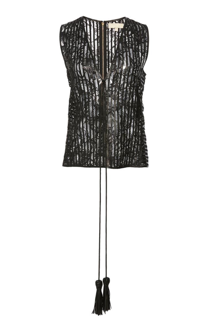 Elie Saab Leather And Lace Top