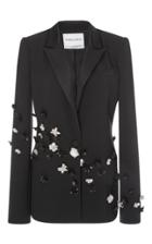 Prabal Gurung Long Sleeve Jacket With Floral Embellished Appliques