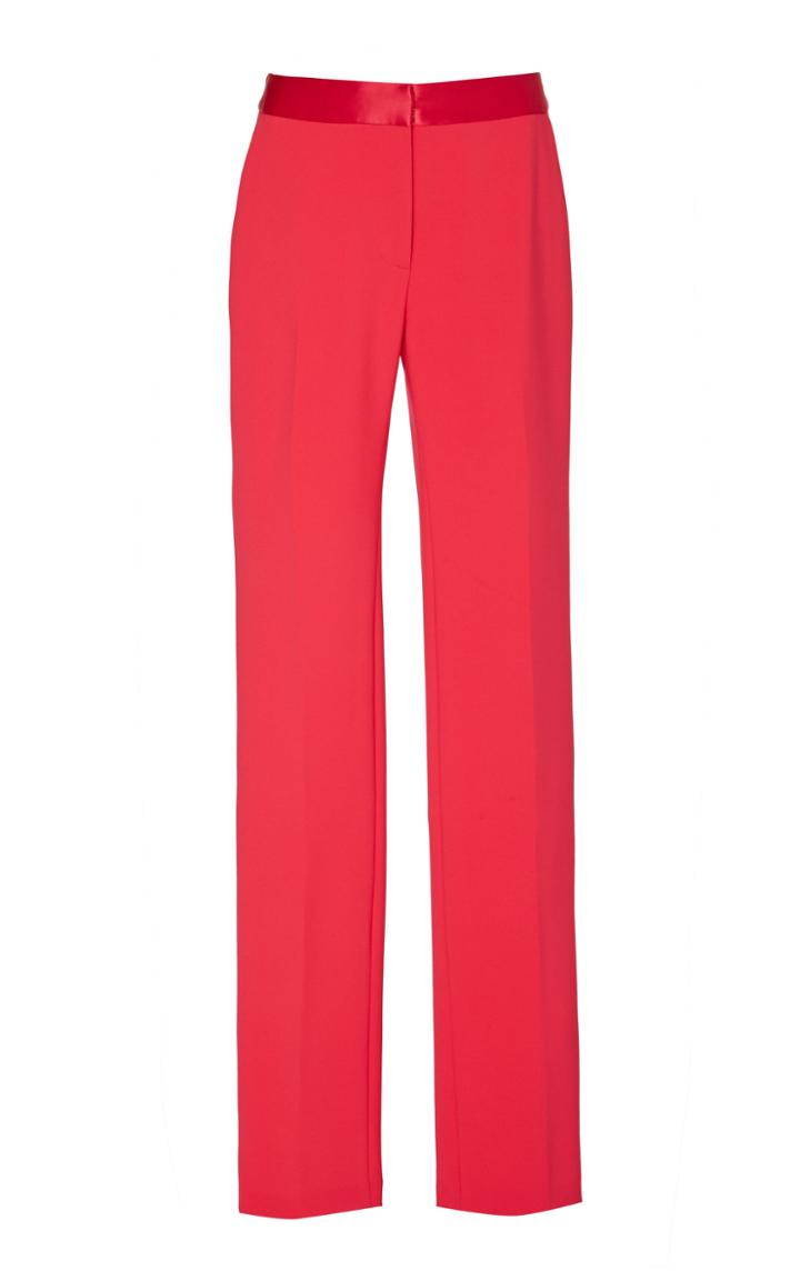 Carolina Herrera Satin-trimmed Cady Straight-leg Pants
