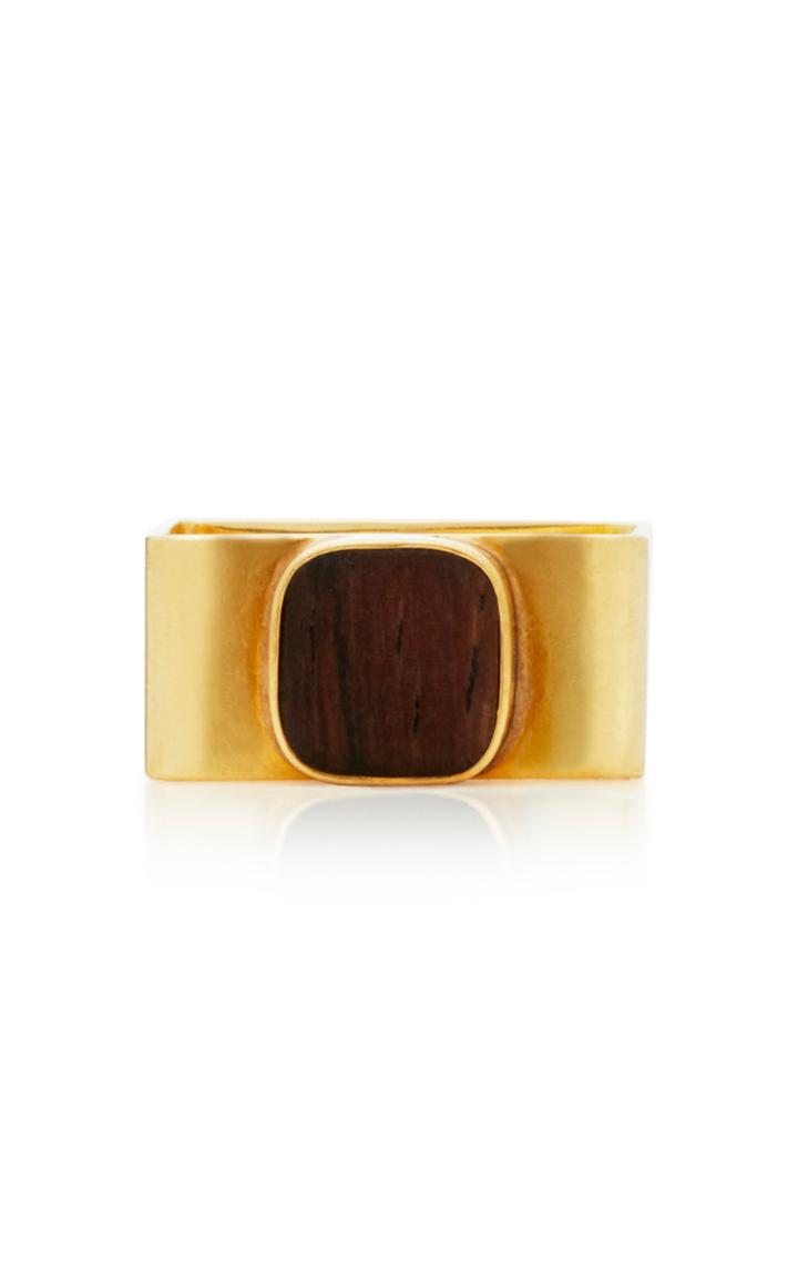 Mahnaz Collection One-of-a-kind 18k Gold And Wood Ring