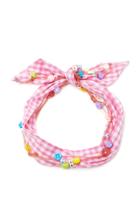 Maison Michel Calie Embellished Gingham Cotton Headband