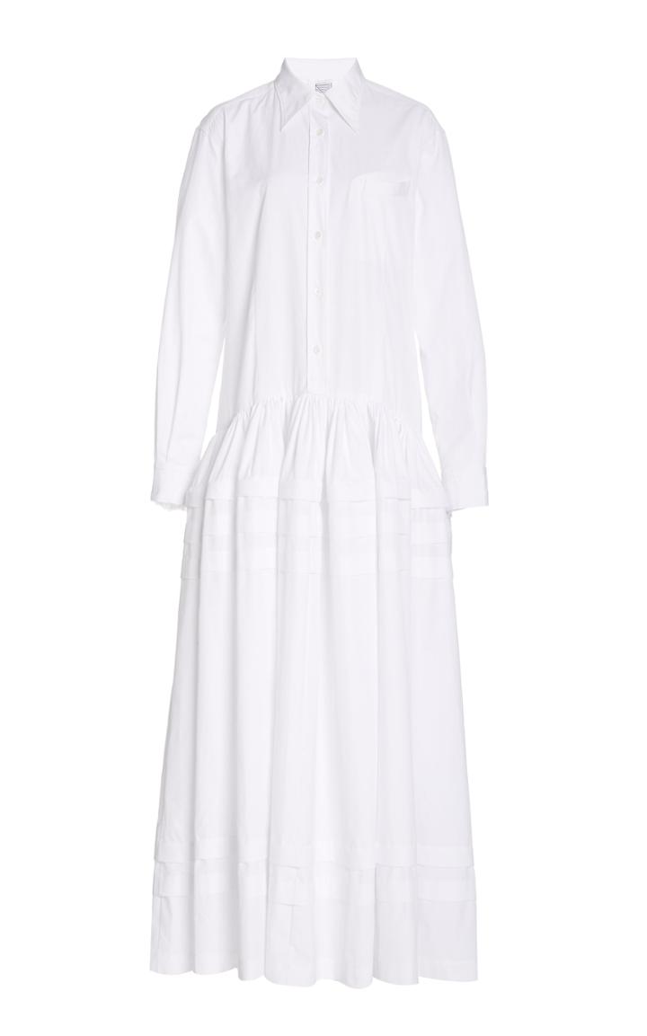 Rosie Assoulin Pleated Tiered Cotton-poplin Maxi Dress