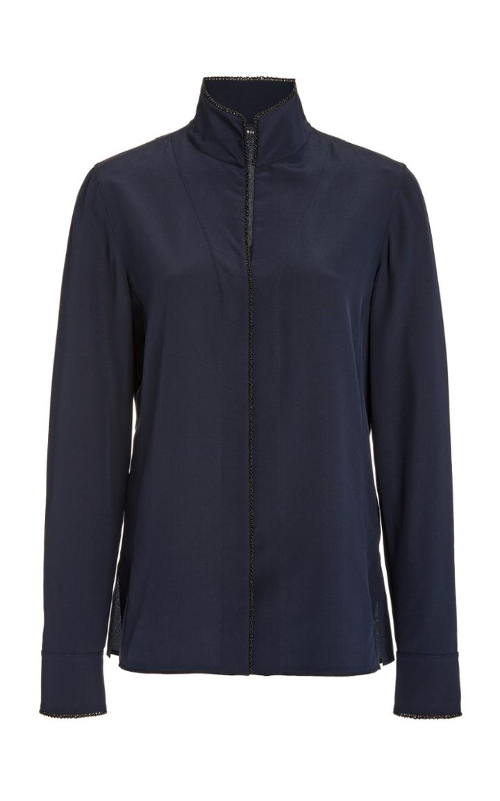 Moda Operandi Akris Long Sleeve Silk-crepe Blouse