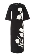 Carolina Herrera Long Sleeve Tulip Jacquard Midi Dress