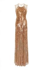 Jenny Packham Como Sequin Jewel Neck Gown