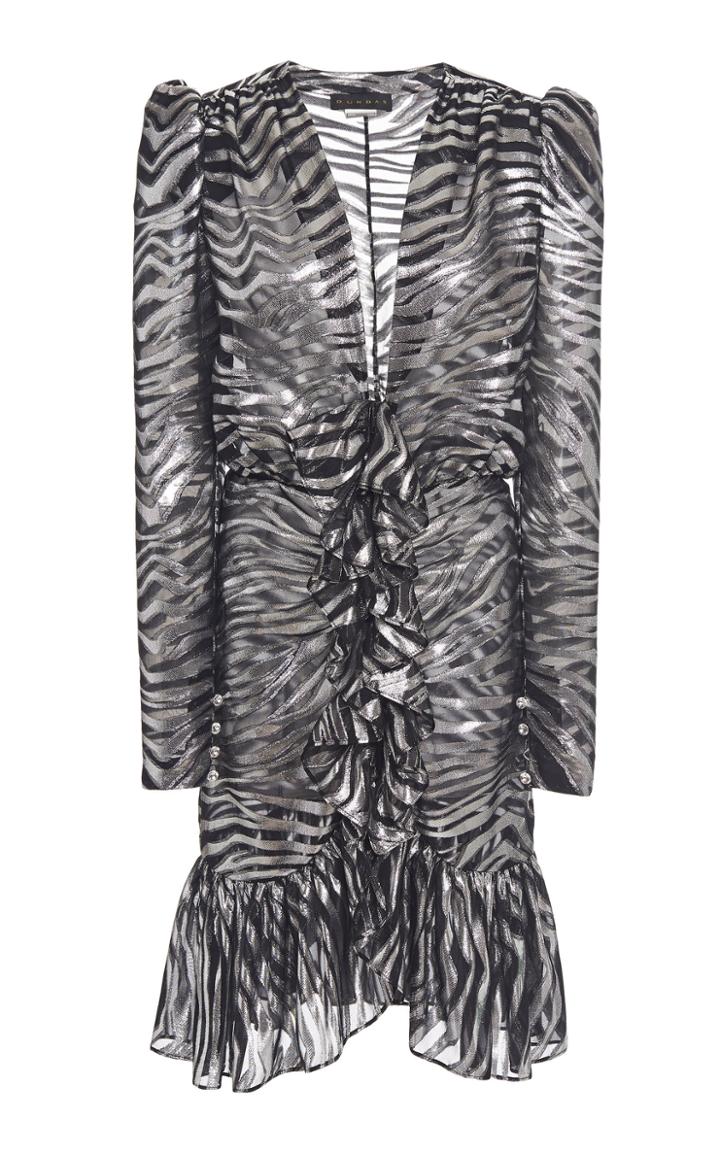 Dundas Metallic Printed Silk-blend Mini Dress