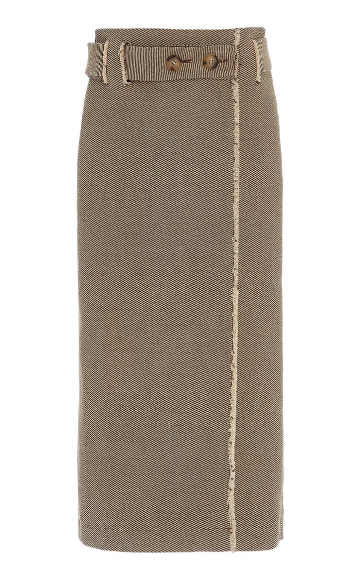 Rejina Pyo Mia Belted Wool-cotton Twill Midi Pencil Skirt