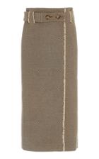 Rejina Pyo Mia Belted Wool-cotton Twill Midi Pencil Skirt
