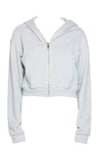 Area Crystal-trimmed Zip-up Cotton Hoodie