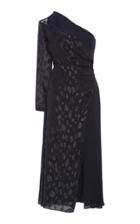 Cushnie One-shoulder Single Sleeved Printed Silk Dress