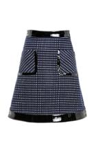 Moda Operandi Huishan Zhang Twiggy Patent Leather-trimmed Tweed Mini Skirt