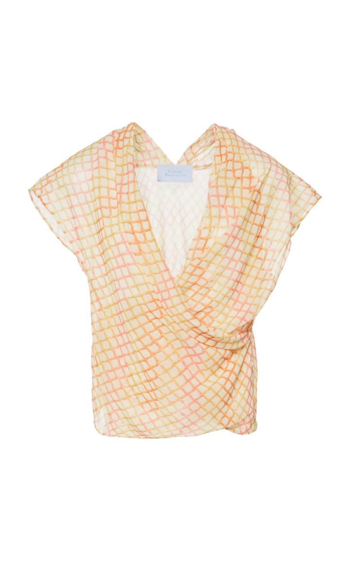 Luisa Beccaria Printed Diamond Shape Georgette Wrap Top