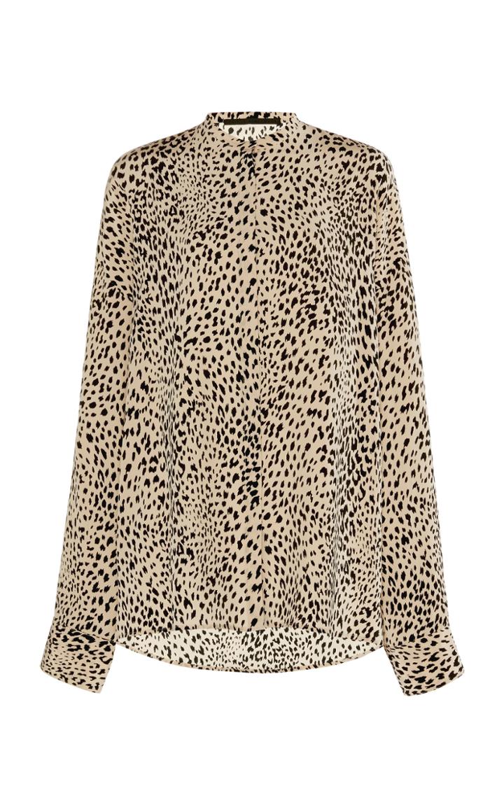 Moda Operandi Haider Ackermann Oversized Silk Leopard Print Shirt Size: 34