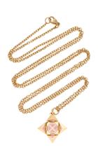 Santo By Zani Pink Ceramic And Diamond Shield Necklace