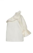 Moda Operandi Piece Of White Liv One-shoulder Ruffled Collar Silk Organza Shirt