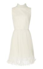 Monique Lhuillier Tulip Hem Pleated Sleeveless Mini Dress